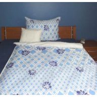  Elegancia Blue Blumen pamut-szatén ágyneműhuzat, 3 részes