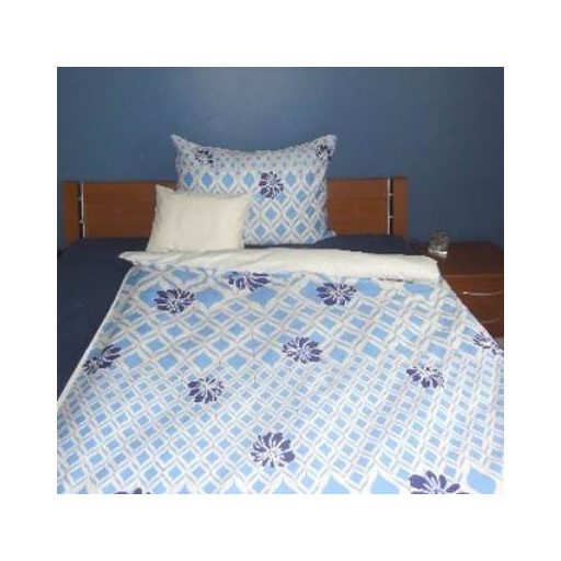 Elegancia Blue Blumen pamut-szatén ágyneműhuzat, 3 részes