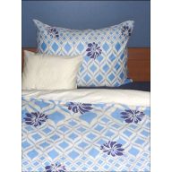   Elegancia Blue Blumen/Rombusz pamut-szatén ágyneműhuzat, 3 részes