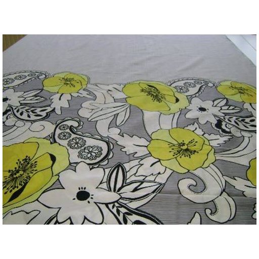 Elegancia sárga virágos pamut-szatén ágyneműhuzat, 5 részes (kétszemélyes)