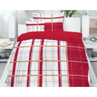 Káró piros mikrofibra ágyneműhuzat, 3 részes
