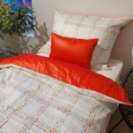   Billerbeck Bianka 3 részes pamut-szatén ágyneműhuzat, Fehér/piros (279)