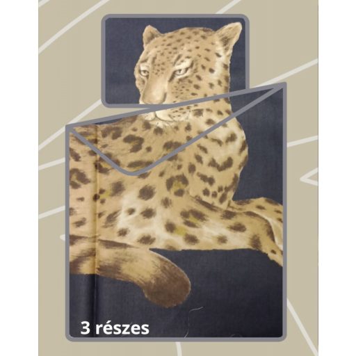 Billerbeck Bianka 3 részes pamut-szatén ágyneműhuzat, Leopárd grafit (195)