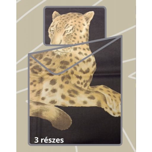 Billerbeck Bianka 3 részes pamut-szatén ágyneműhuzat, Leopárd Fekete (196)