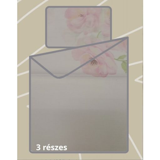 Billerbeck Bianka 3 részes pamut-szatén ágyneműhuzat, Virágos/Pink (333)