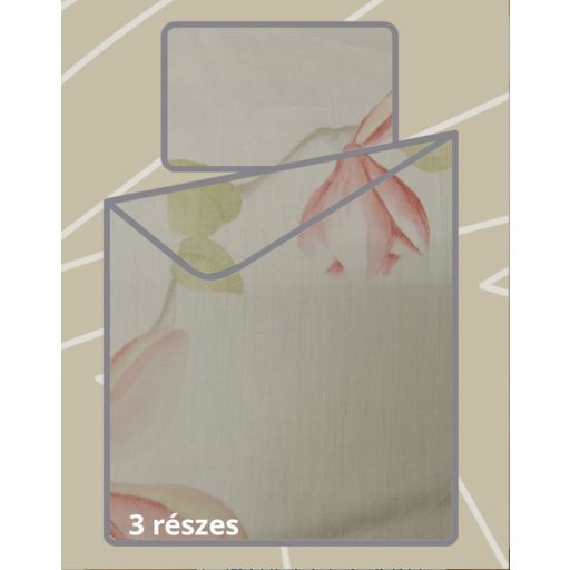 Billerbeck Bianka 3 részes pamut-szatén ágyneműhuzat, Virágos/Sárga(359)