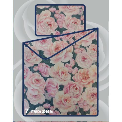 Billerbeck Bianka 7 részes pamut-szatén ágyneműhuzat, Pink Flowers (617)