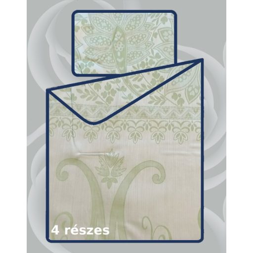 Billerbeck Bianka 4 részes pamut-szatén ágyneműhuzat, Zöld jacquard (587)