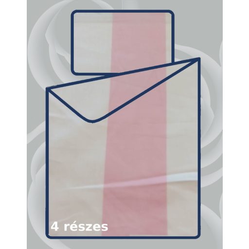 Billerbeck Bianka 4 részes pamut-szatén ágyneműhuzat, Pink-bézs csíkos (600)