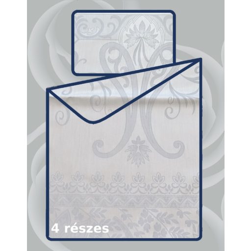 Billerbeck Bianka 4 részes pamut-szatén ágyneműhuzat, Kék jacquard (595)
