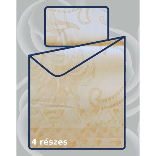 Billerbeck Bianka 4 részes pamut-szatén ágyneműhuzat, Arany jacquard (596)