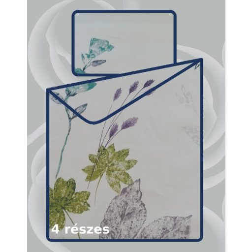 Billerbeck Bianka 4 részes pamut-szatén ágyneműhuzat, Leaves Green (603)
