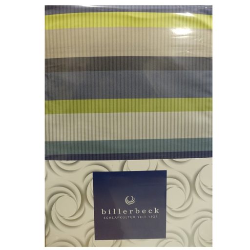 Billerbeck Bianka 4 részes pamut-szatén ágyneműhuzat, Happy Green Stripe (604)