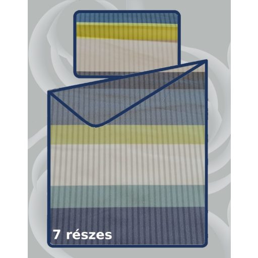 Billerbeck Bianka 4 részes pamut-szatén ágyneműhuzat, Happy Green Stripe (604)