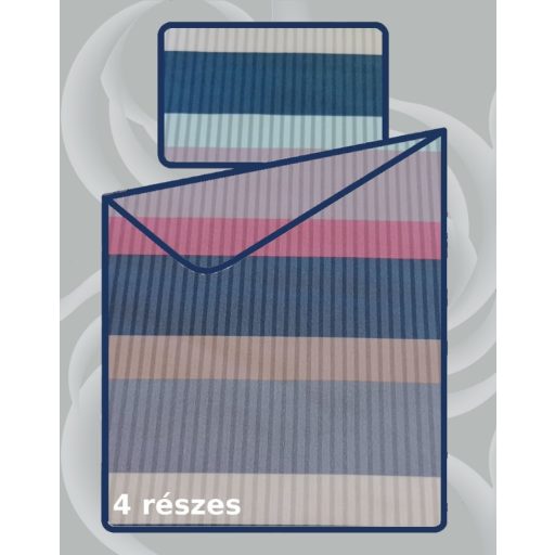 Billerbeck Bianka 4 részes pamut-szatén ágyneműhuzat, Happy Stripe (605)