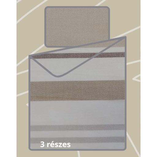 Billerbeck Bianka 3 részes pamut-szatén ágyneműhuzat, Capuccino csíkos (556)