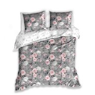 Szürke virágos ágyneműhuzat (140x200 + 70x90 cm)