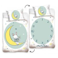   Nyuszi holdacskával és órával ágyneműhuzat, kétoldalas (100x135 + 40x60 cm)
