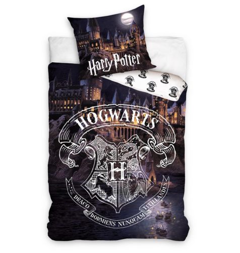 Harry Potter ágyneműhuzat, 140x200 + 70x90 cm, Hogwarts - Grey (100 % pamut)