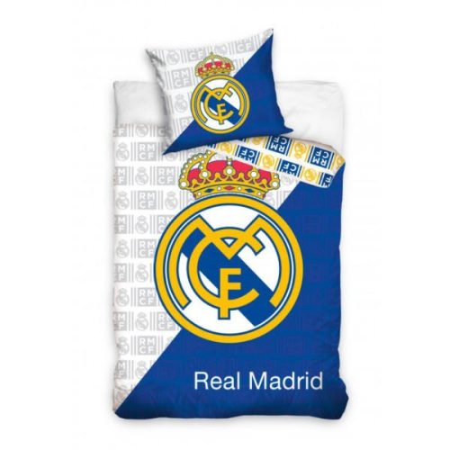 Real Madrid CF 2 részes ágyneműhuzat, kék-fehér (100% pamut) (140x200+60x80 cm)