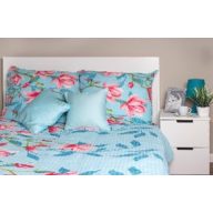 Krepp ágyneműhuzat, Kék virágos, 2 részes (005)