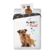   Best Friends ágyneműhuzat, Kutya és cica, 140x200 + 70x90 cm (019)