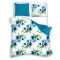 Aquarell pamut ágyneműhuzat, Kék virágos (140x200 + 2 db 70x90 cm)