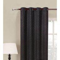 Készfüggöny, Mistery Fekete - mintás, 140x245 cm