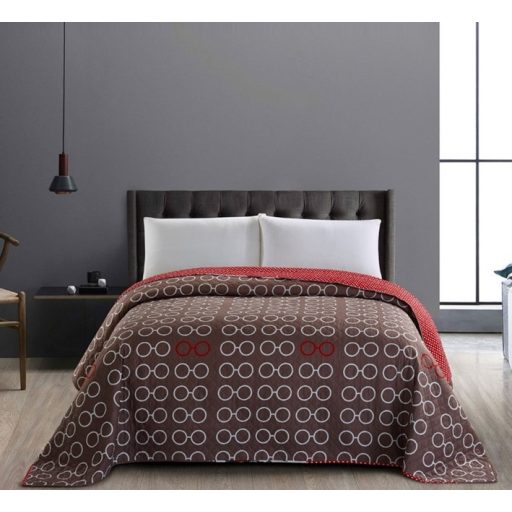 Elegancia DOG kétoldalas ágytakaró, Barna körös/Kutyás, 240x260 cm (2305)