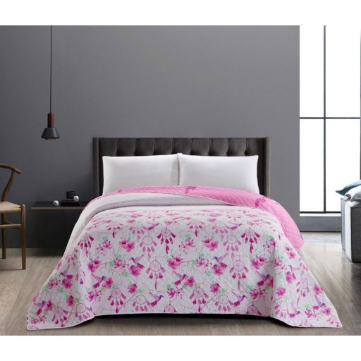 Elegancia kétoldalas ágytakaró, Sweetdreams/Pink virágos-madárkás, 240x260 cm (2756)