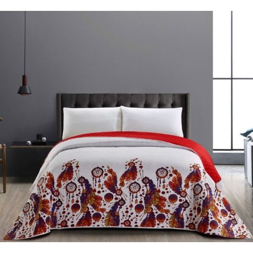 Elegancia BOHO kétoldalas ágytakaró, Bordó-fehér mintás, 170x210 cm (5871)