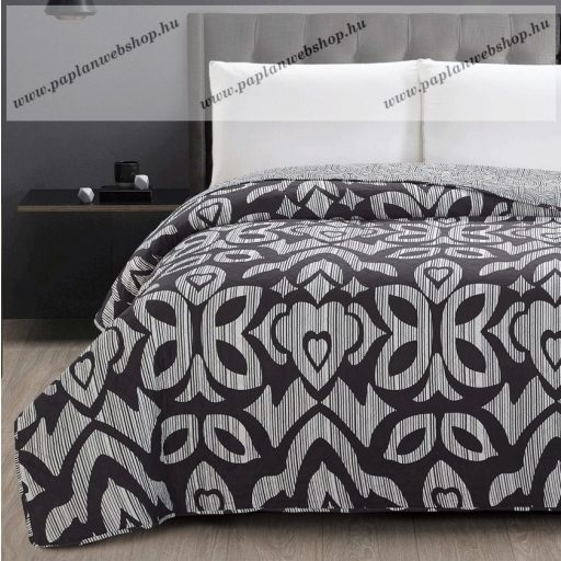 Elegancia ágytakaró, Fekete levélmintás/Mezmerize, 170x210 cm