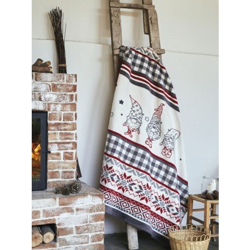 Karácsonyi Manós mintás pléd, 150x200 cm