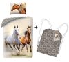 Lovas ágyneműhuzat + tornazsák szett, Two horses (100% pamut) (0095)