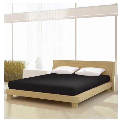 Jersey gumis lepedő, 90-100x200 cm, 150 g/nm, Fekete (249) - Mr Sandman