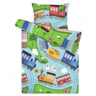   Gyermek paplan, párna garnitúra, Vonatos (90×140 cm 40×50 cm)