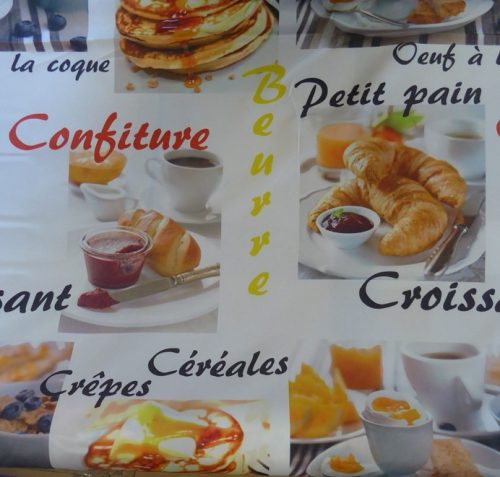 Abrosz-deko/asztalterítő méteráru, "Croissant", 150 cm széles (fm)