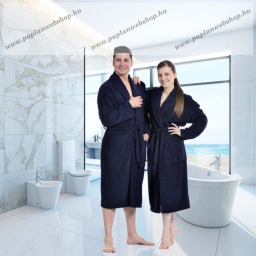 Kapucnis frottír köntös, Kék (100% pamut), XXXXXL (5XL)