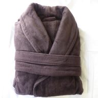   Frottír plüss sálgalléros köntös, Barna-sötét, Plüsshatású  (100% pamut), M