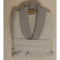   Frottír sálgalléros köntös, Szürke díszgallérral (100% pamut), S