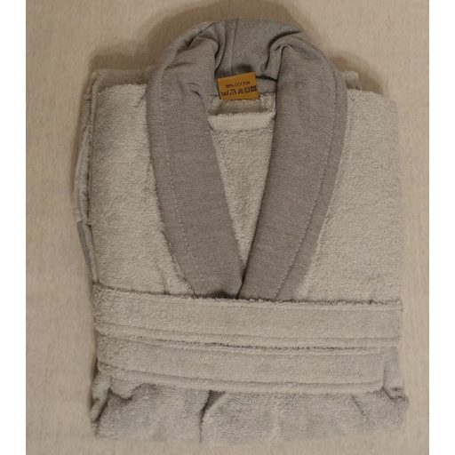Frottír sálgalléros köntös, Szürke díszgallérral (100% pamut), XXL (2XL)