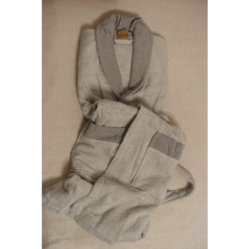 Frottír sálgalléros köntös, Szürke díszgallérral (100% pamut), XXL (2XL)