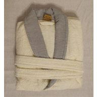   Frottír sálgalléros köntös, Krém díszgallérral (100% pamut), M