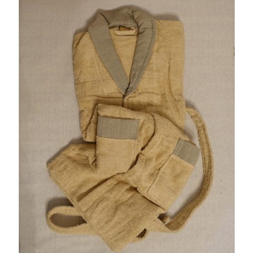 Frottír sálgalléros köntös, Capuccino díszgallérral (100% pamut),, XXL (2XL)